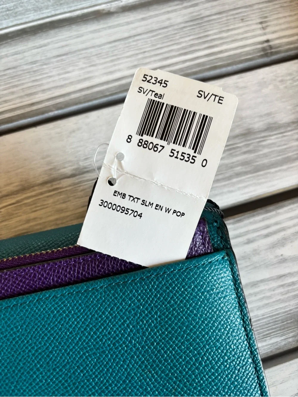 Teal Leather Coach Wallet